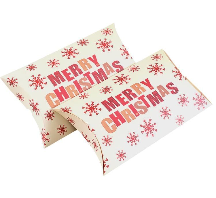 Wholesale Custom Size Snowflake Festival Gifts Packaging Christmas Candy Cardboard Pillow Box