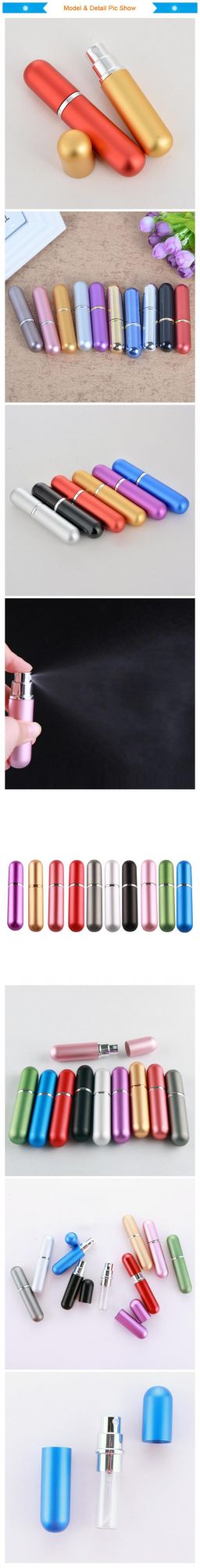 5ml Mini Perfume Spray Bottle Aluminum Spray Atomizer Portable Travel Cosmetic Container Perfume Bottle