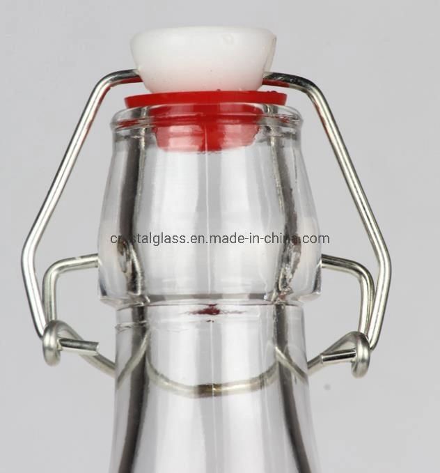 Manufacturer Direct Selling Seal Tank Bottle with Lid 500ml 1000ml Transparent Glass Bottle with Swing Top