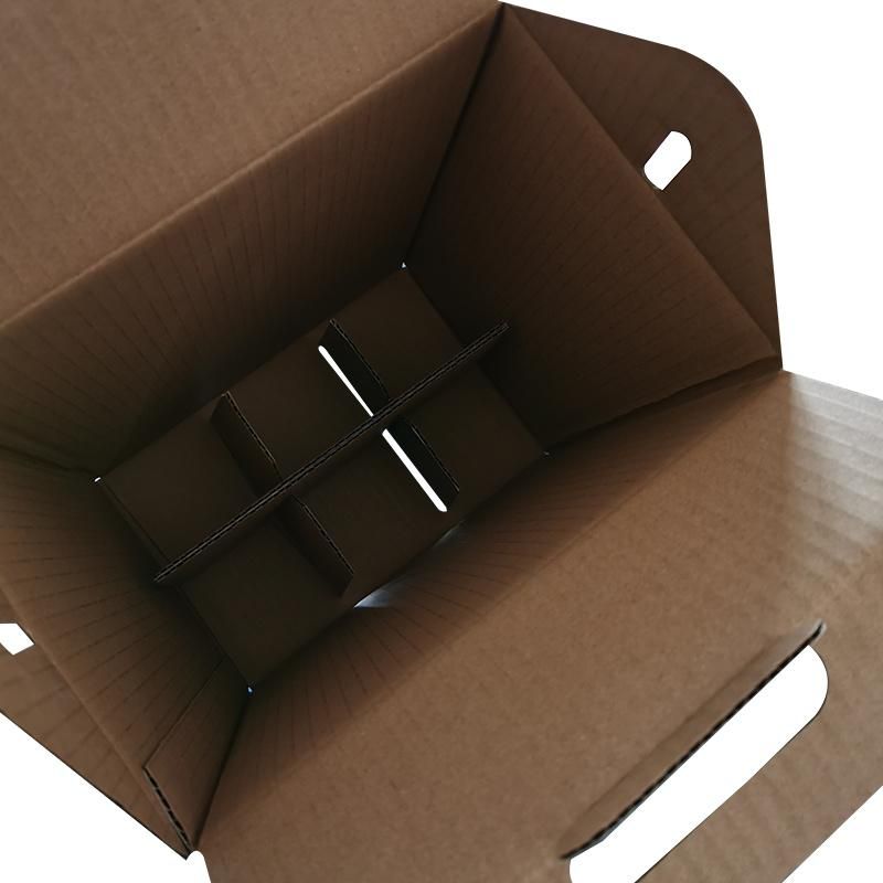 Recyclable Paper Corrugated 6 Bottle Wine Box Wine Packaging Boxes Take Away Wine Box