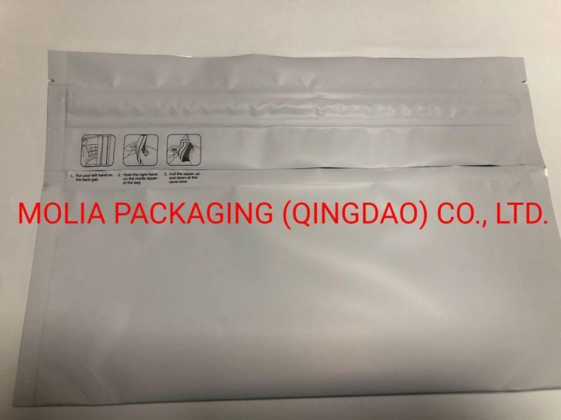 Custom Printed White/Mattetobacco Pouch Bag Packaging Mylar Ziplock Child Resistant Exit Bag, Packed 50 PCS