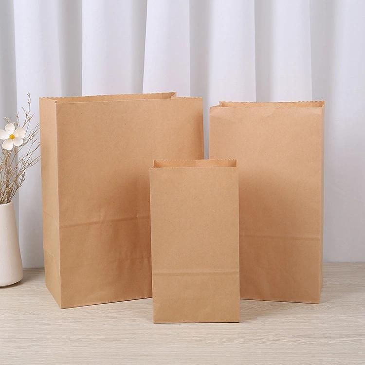 Logo Printed Grocery Kraft Brown Food Packaging Paper Bags