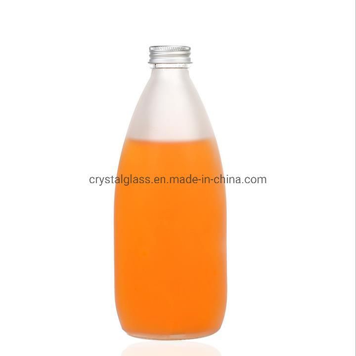 OEM Decal Glass Beverage Bottle Round Fruit Juice Bottle with Lid 300ml 500ml