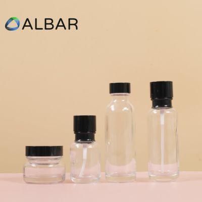 Cream Jars Clear Glass Bottles with Cover Lid Stopper Smell Proof No Odor Screw Cap