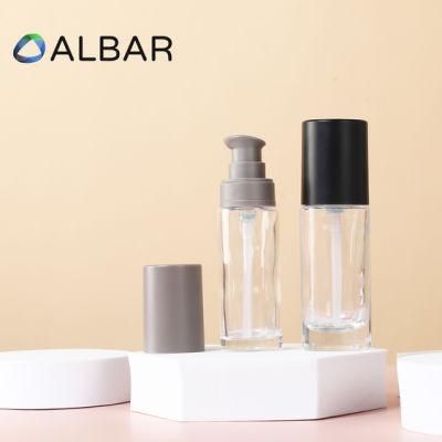 Black Gray Caps Glass Bottles for Foundation Serum Care with Customize Logo