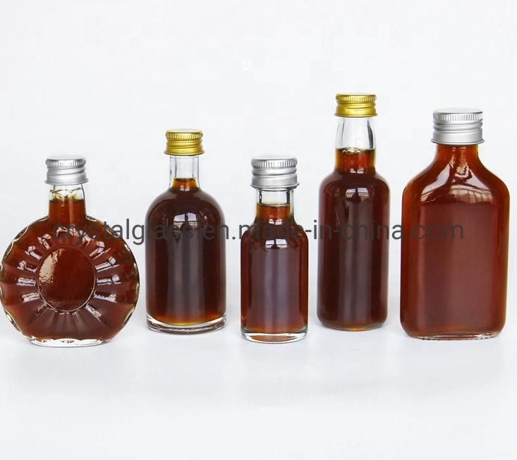 50ml 100L Mini Glass Alcohol Bottle for Liquor with Aluminum Screw Cap Wine Bottle