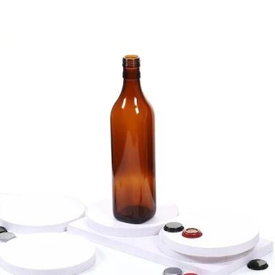 Wholesale Factory Square Glassware Dark Brown Amber Whisky Olive Wine Bottles with Cork