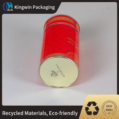 Food-Grade Packaging Composite Tube Rigid Cardboard Cylinder Bio-Friendly Customized Candy/Chocolate/Cookie Metal Lid Packaging