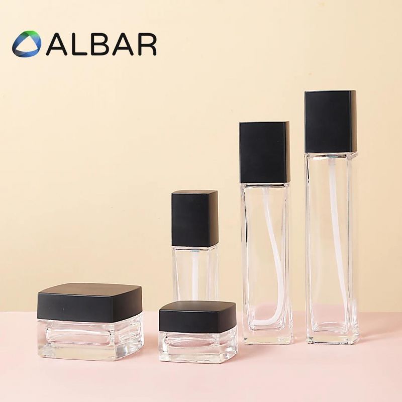 Extra Thick Square Tall Skin Care Glass Bottles for Face Hair Hand and Body