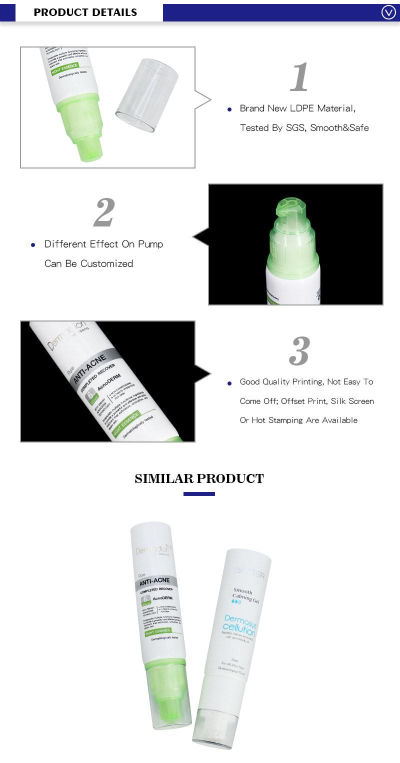 Custom Wholesale 30ml 40ml White Plastic Transparent Airless Pump Cosmetic Tube