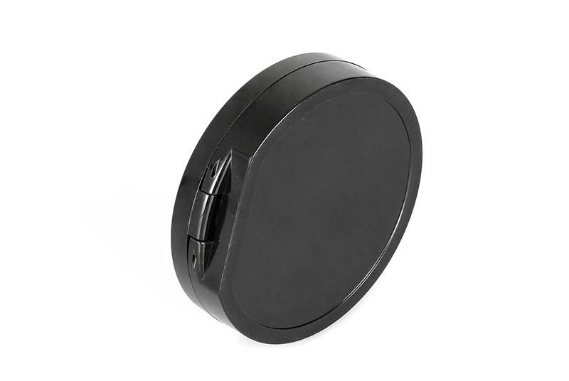 Round Black Plastic Empty Pressed Powder Compact Packaging for Pressed Powder with Mirror