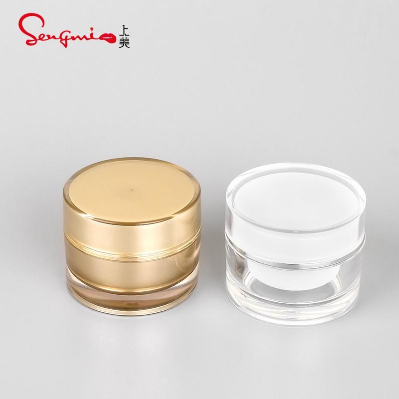 in Stock 5g 10g 15g 20g 30g 50g Low MOQ Plastic Clear Gold Empty Plastic Skin Care Cosmetic Jars Acrylic Cream Container