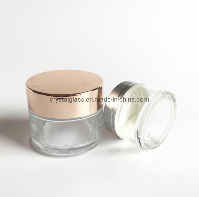 1oz 30ml Frosted Glass Cosmetic Cream Jar with Golden Lid