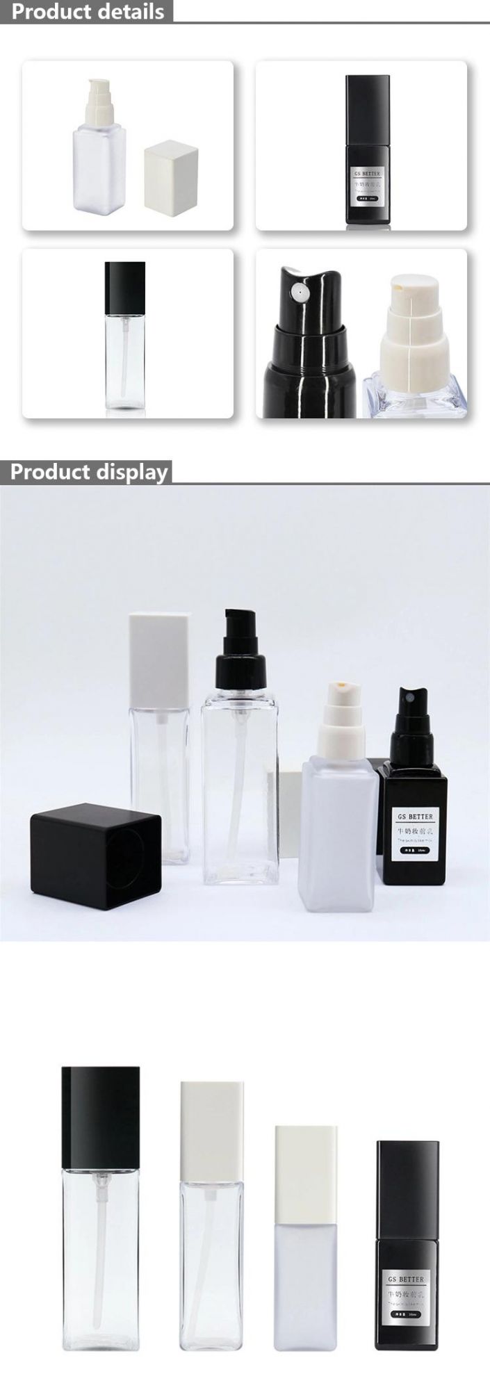 75ml 120ml Pet Heavy Wall Square Bottle Empty Toner Spray Bottles