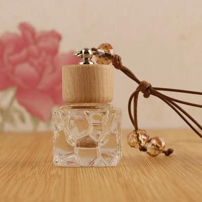 Empty 8ml 10ml Car Air Freshener Hanging Perfume Bottle Fragrance Diffuser Glass Bottle with Wooden Lid