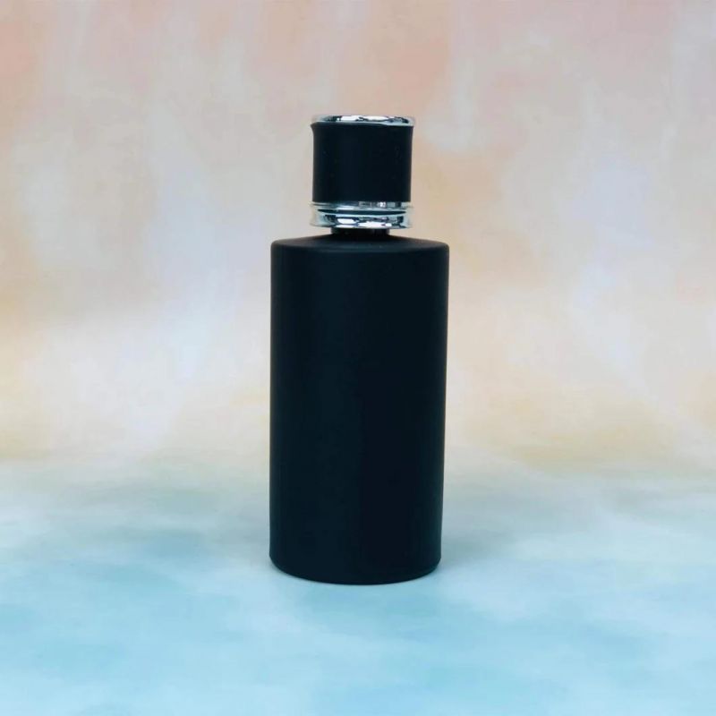 Luxury Solid Black Glass Perfume Bottles for Men with Different Caps