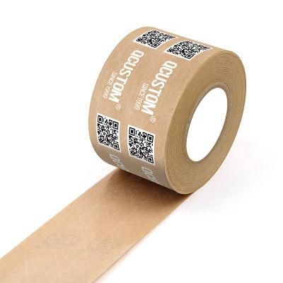 Eco Pure Wood Pulp Custom Box Tape Water Activated Kraft Tape Carton Sealing Tape
