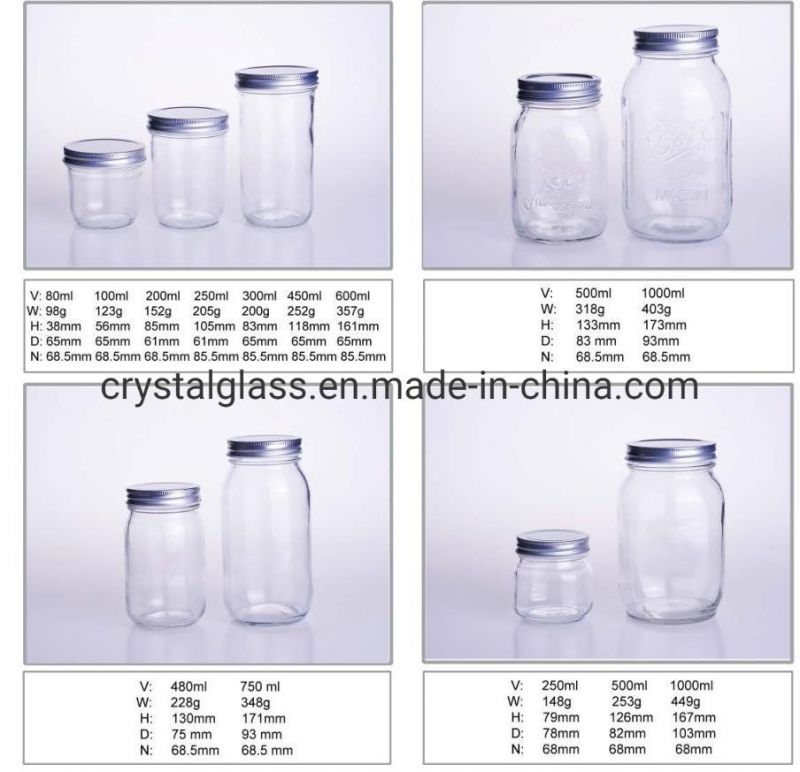 Glass Jar Supplier Wholesale Wide Mouth Mason Jars 8 Oz 16 Oz Glass Jar with Lid