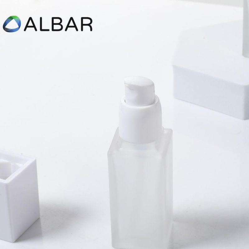 Square Clear Frosted Cosmetics Glass Liquid Foundation Serum Lotion Bottles with Pump