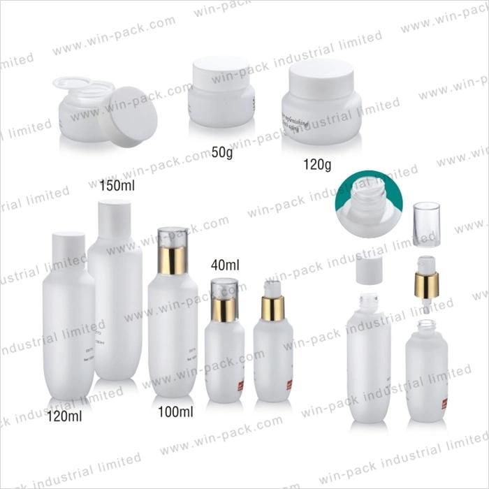 New Design Cosmetic 40ml 100ml 120ml 150ml Milk White Opal Glass Lotion Pump Bottles