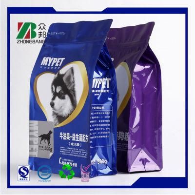 Pet Food Plastic Packaging Flat Bottom Bag with Zipper