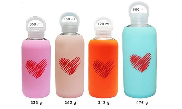 Big Capacity BPA-Free Glass Water Bottle with Silicone Sleeve