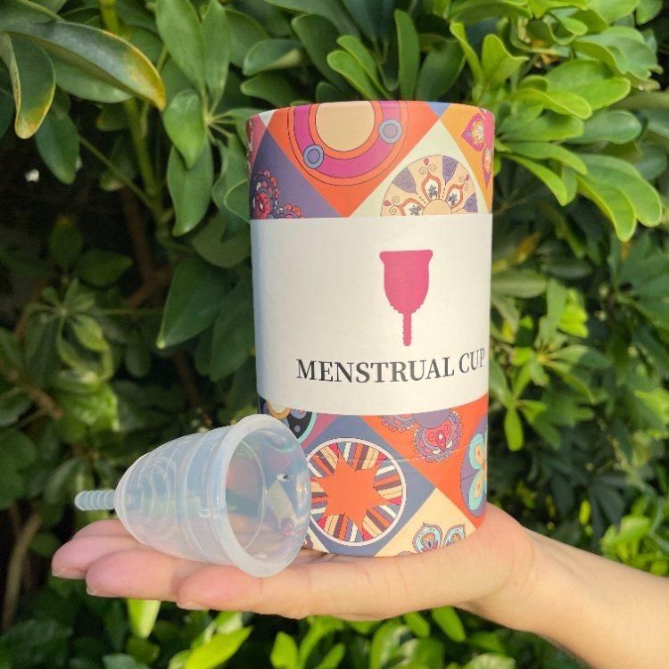 Firstsail Eco Friendly Cylinder Cardboard Period Menstrual Cup Gift Storage Case Box Paper Tube Packaging with PVC Window