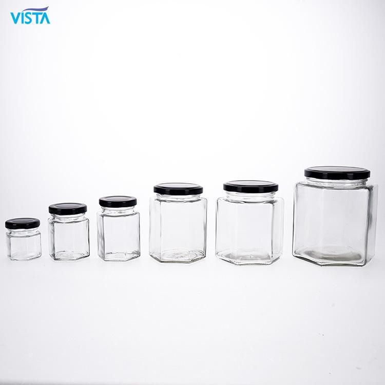 Vista 45ml 95ml 120ml 300ml 420ml 750ml Food Storage Square Honey Glass Jar for Jam and Pickle with Metal Lid