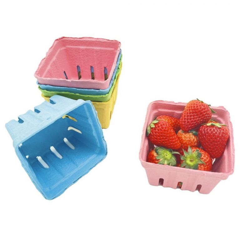 Biodegradable Customized Paper Pulp Molded Vegetable Punnet Recycled Fruit Packaging Basket