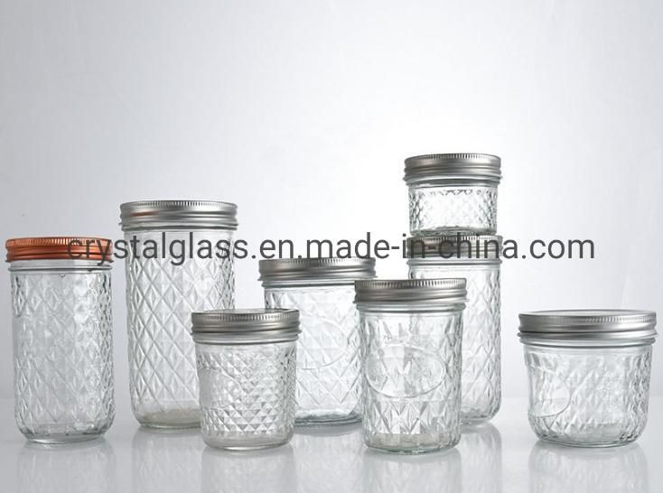 Custom 8oz 16oz 32oz 1500ml Wide Mouth Glass Mason Jar with Split Type Lid for Food Beverage Storage