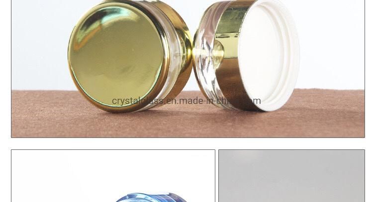 Blue Luxury Cosmetic Glass Bottle Set with Gold Caps