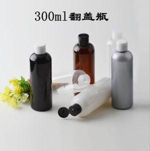 300ml Pet Plastic Round Shoulder Cosmetic Shampoo Bottle with Flip Cap