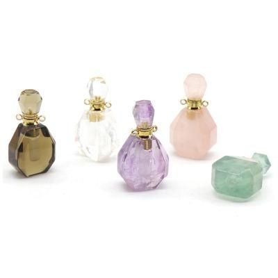 Natural Gemstone Bottle Amethyst Crystal Perfume Bottles Necklaces with Link Chain