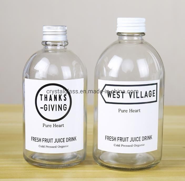 270ml Clear Empty Glass Juice Beverage Bottle with Screw Cap Logo Customized