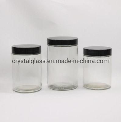 Food Grade Cylinder Cookies Storage Straight Side Glass Jars with Screw Top Lid for Candy Canning