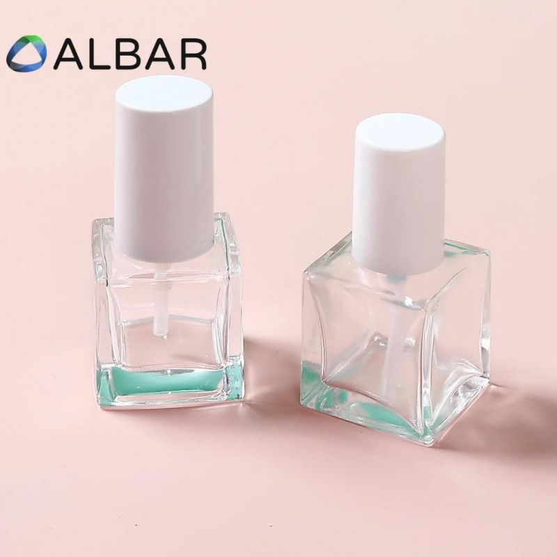 Square Cubic Ice Clear Glass Bottles with Plastic Press Caps for Cream