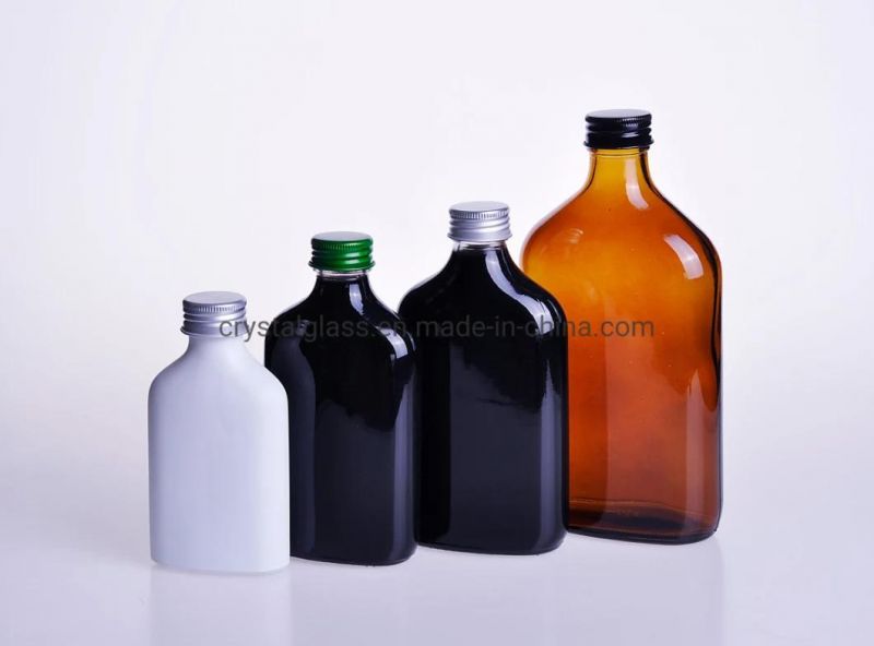 250ml 500ml Transparent Flat Juice Liquor Spirits Glass Bottle