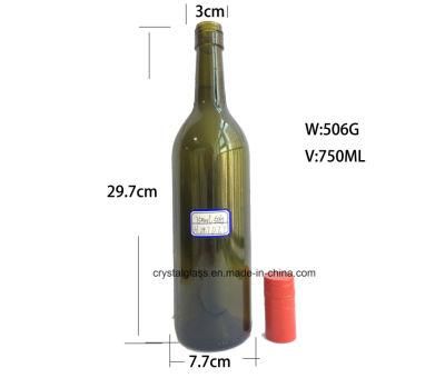 750ml Red Wine Glass Bottle in Green &Whisky Wine Bottle