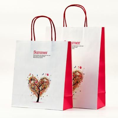 Wholesale White Brown Kraft Shopping Paper Bag with Paper Handles