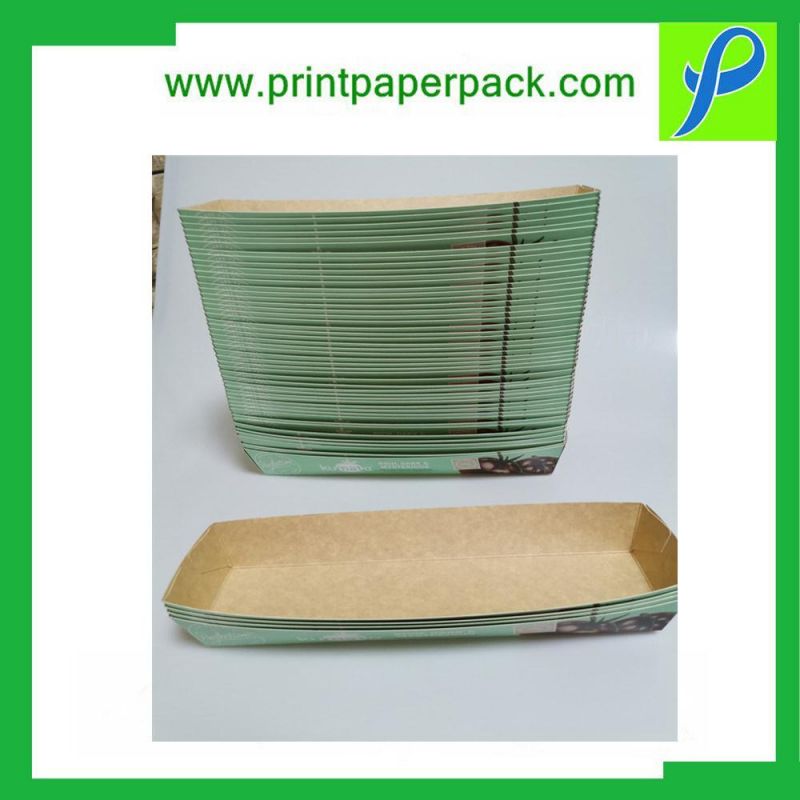 Eco Friendly Disposable Brown Kraft Paper Food Boat Tray Food Paper Tray Wholesale Custom Printed Fast Food Trays