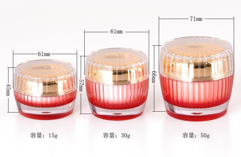 Hot-Sale Luxury 15g 30g 50g Golden Acrylic Crown Cream Bottle Jar for Cosmetic Packaging