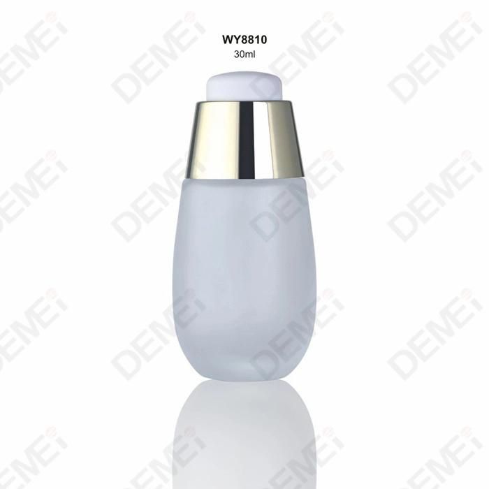 30ml Cosmetic Packaging White Big Bottom Tummy Glass Dropper Bottles with Silver Aluminum Press Button Pipette Dropper