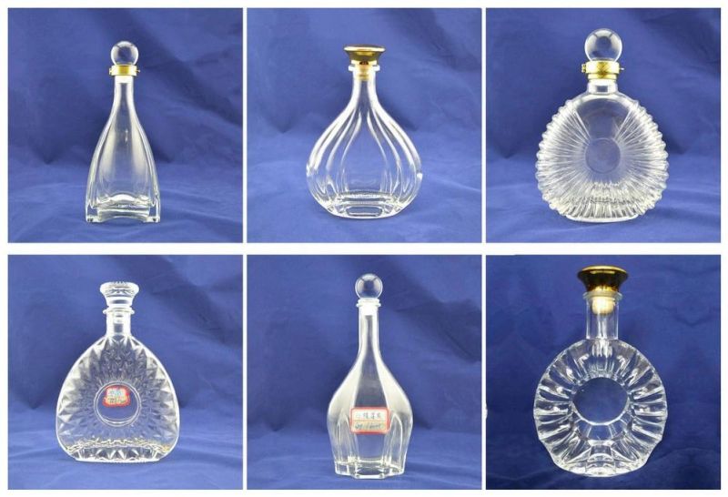 China Glass Bottles Factory Wholesale Custom Design 500ml 750ml Clear Empty Gin Whiskey Liquor Brandy Vodka Wine Glass Bottle