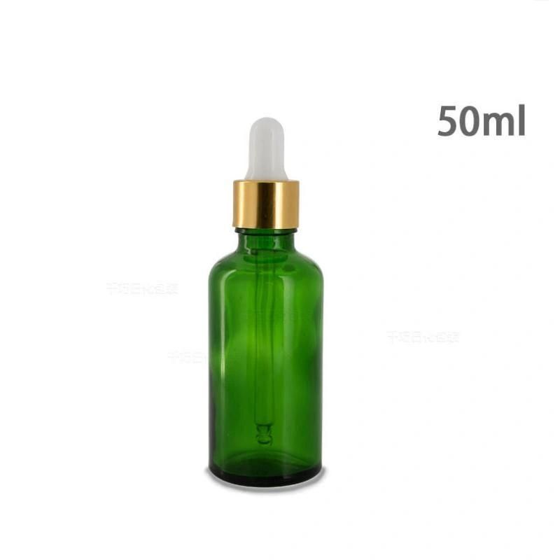 New 50ml Glass Spray Bottle Green Refillable Bottles Vial with Glass Dropper for Essential Oil Perfume Cosmetic