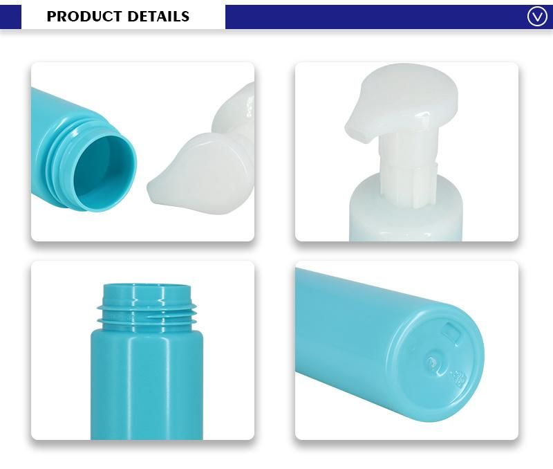 200ml Blue Plastic Pet Cosmetic Round Foam Pump Bottle for Packaging