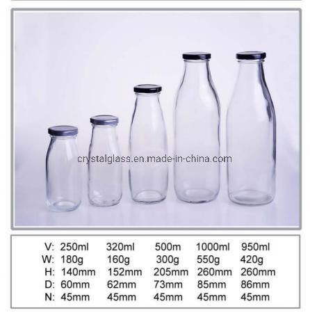 16oz 500ml Drink Glass Bottles for Milk Beverage or Juice Bottle with Metal Cap