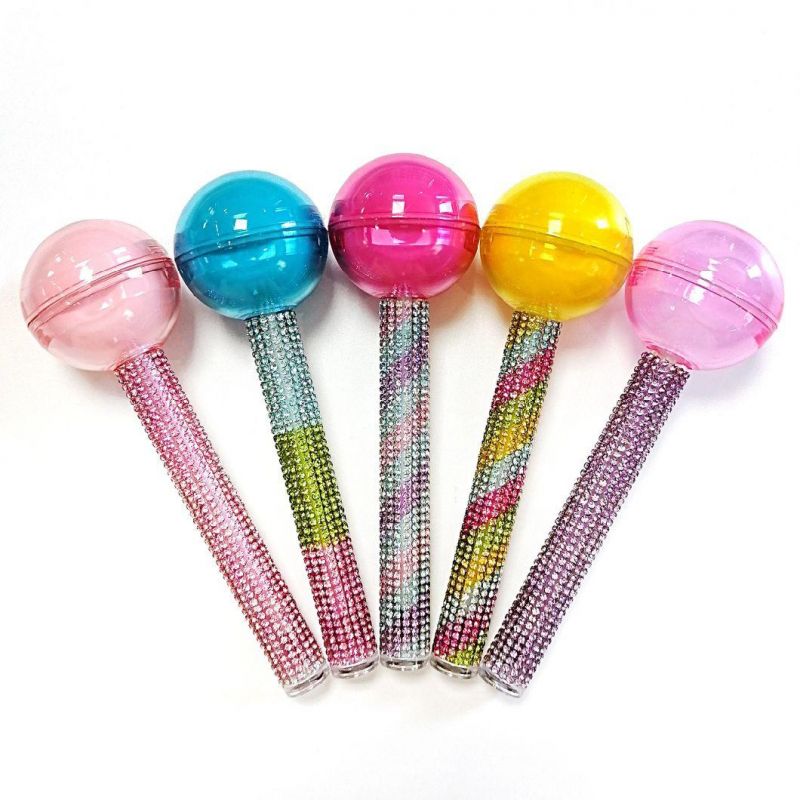 2 in 1 Lollipop Lipgloss Tube Rainbow Ball Lipbalm Container