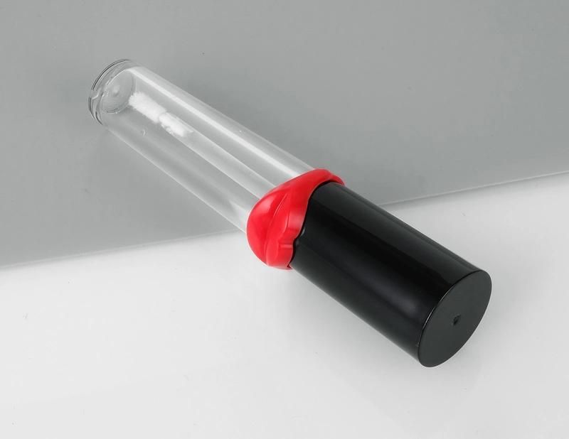 Chic 5ml Black Top with Red Lip Transparent Tubes Clear Plastic Packaging Custom Top Lip Gloss Tubes