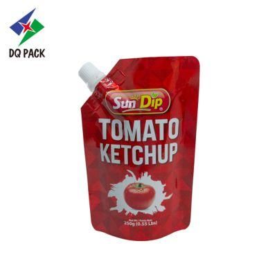 Dq Pack Custom Printed Spout Pouch Wholesale Packaging Spout Pouch Stand up Pouch with Corner Spout for Suace Packaging