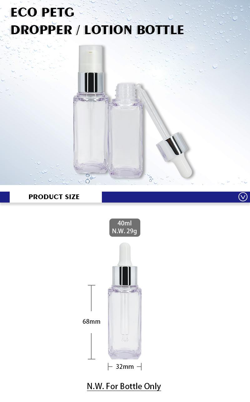 Premium Quality 40ml Transparent Clear Lotion Dropper Bottle